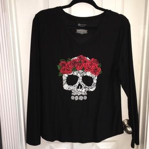 Rose Skull, Lightweight, Long Sleeve Shirt